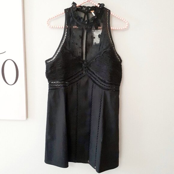 NWT Free People black mesh embroidered eyelet detail dress, S - Picture 12 of 15